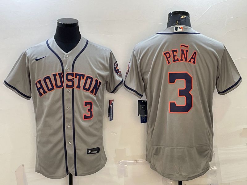 Men Houston Astros #3 Pena Grey Elite Nike 2022 MLB Jersey->houston astros->MLB Jersey